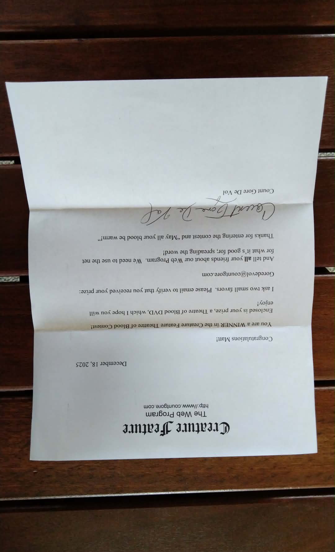 The Count in his gory glory